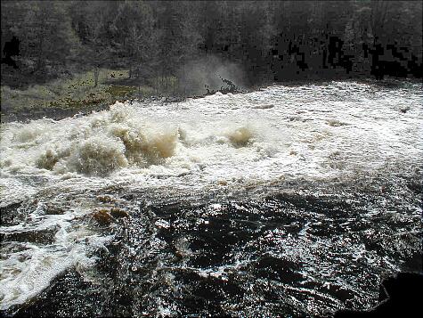 Below the dam.